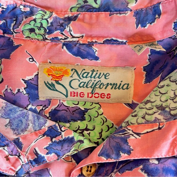 Big Dogs California Native Vtg 90s Grape Vine Vineyard Hawaiian Shirt Men Size L - Picture 7 of 10